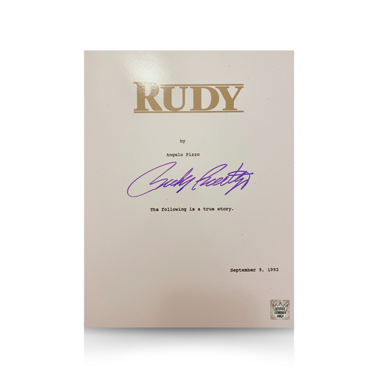 Rudy Ruettiger Notre Dame Fighting Irish Full Movie Script (Light Blue) - LOA COA