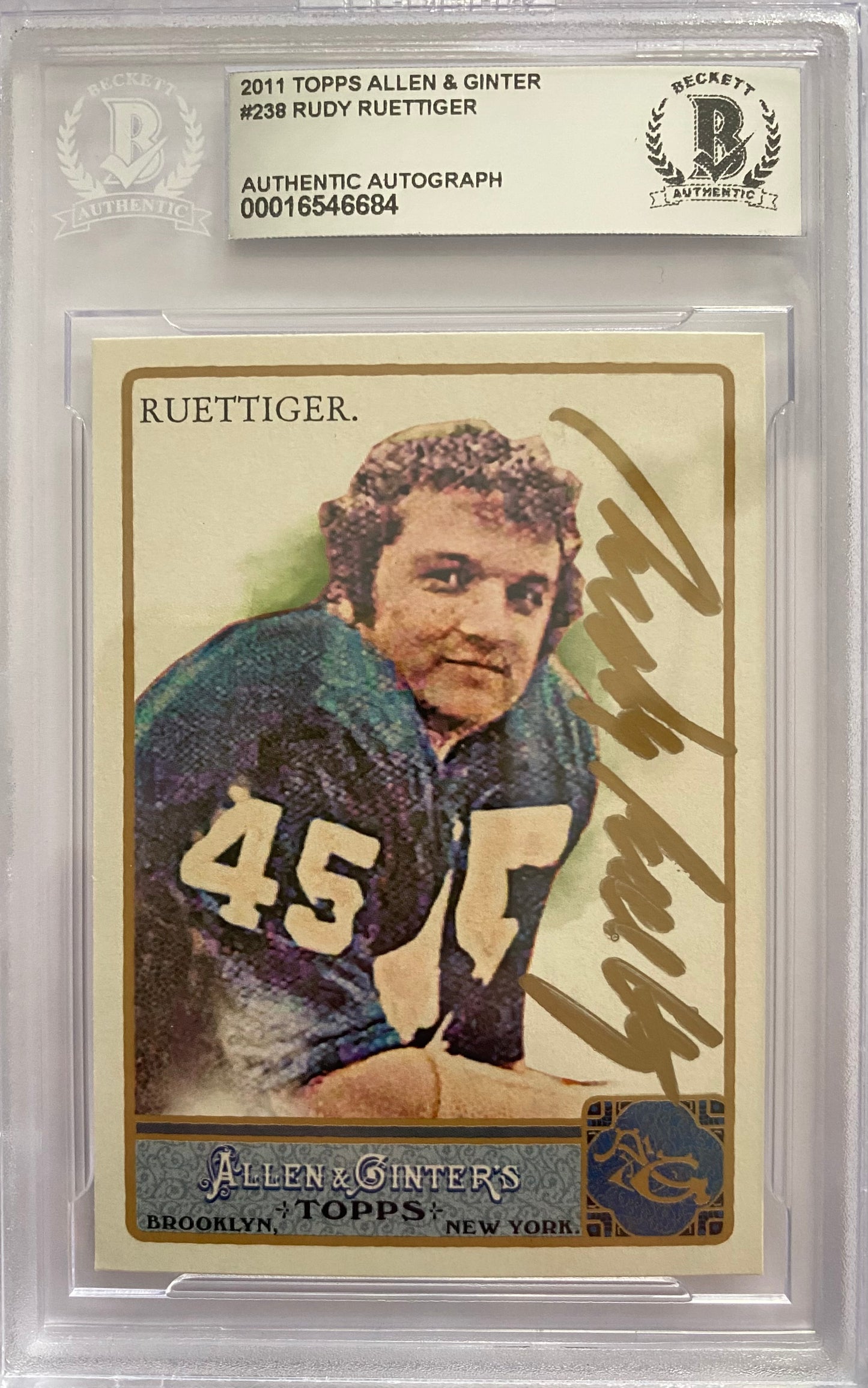 Rudy Ruettiger Notre Dame Fighting Irish Autographed Allen & Ginter Trading Card - BGS