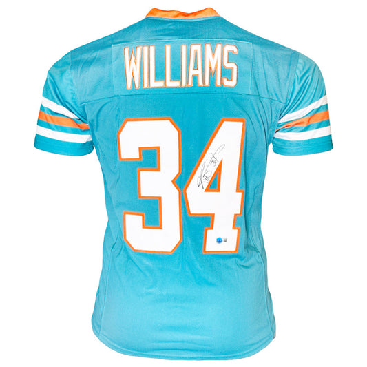 Ricky Williams Miami Dolphins Teal Autographed Football Jersey - Beckett COA