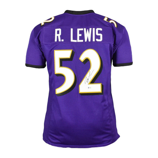 Ray Lewis Baltimore Ravens Purple Autographed Football Jersey - Beckett COA