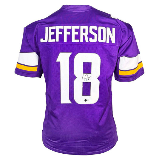 Justin Jefferson Minnesota Vikings Purple Autographed Football Jersey - Beckett COA