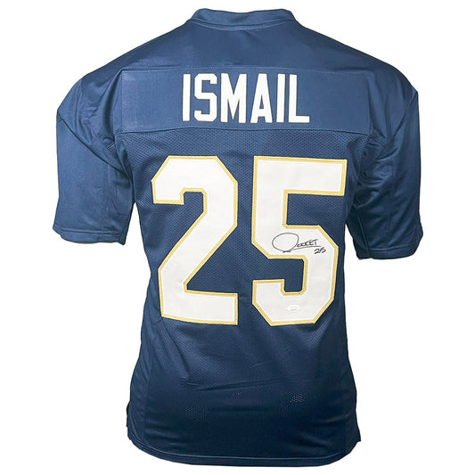 Rocket Ismail Notre Dame Fighting Irish Navy Autographed Football Jersey - JSA COA