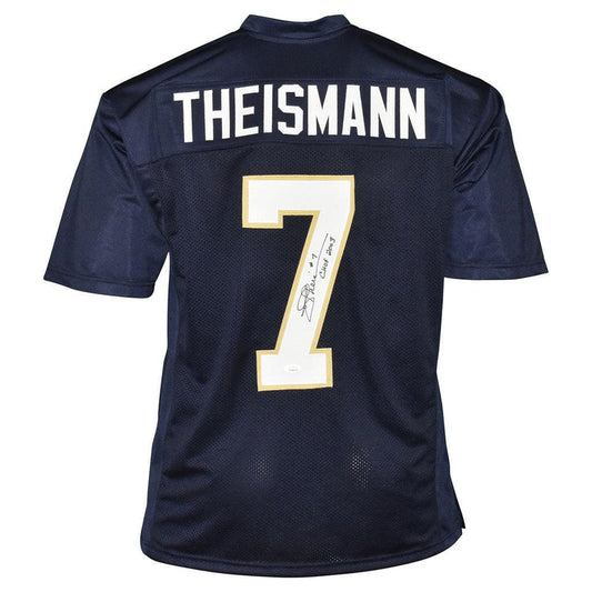 Joe Theismann Notre Dame Fighting Irish Navy Autographed Football Jersey w/ "CHOF 2003" - JSA COA