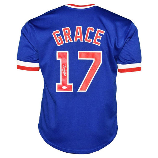 Mark Grace Chicago Cubs Blue Autographed Baseball Jersey - JSA COA