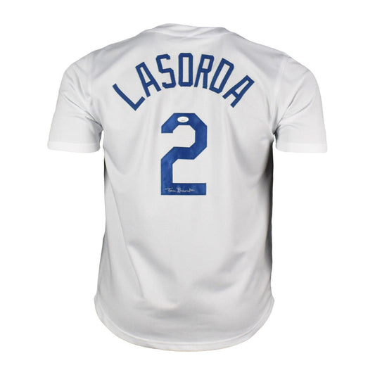 Tommy Lasorda Los Angeles Dodgers White Autographed Baseball Jersey - PSA COA