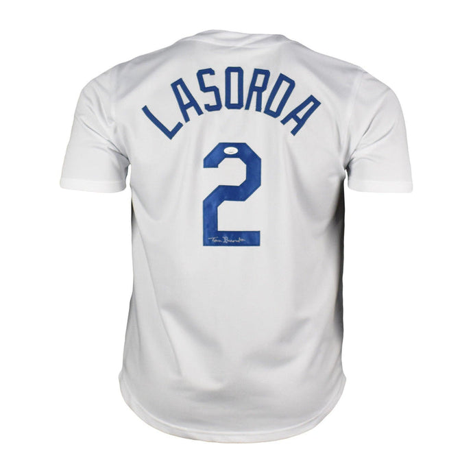 Tommy Lasorda Los Angeles Dodgers White Autographed Baseball Jersey - PSA COA