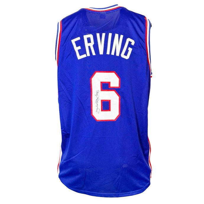 Julius Erving Philadelphia 76ers blue Autographed Basketball Jersey - JSA COA