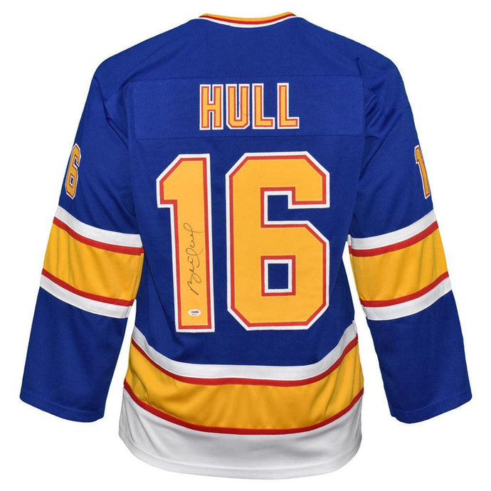 Brett Hull St Louis Blues Blue Autographed Hockey Jersey - PSA COA