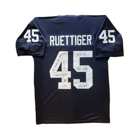 Rudy Ruettiger Notre Dame Fighting Irish Autographed Navy College Football Jersey w/ 5 Inscriptions LE /50 - LOA COA
