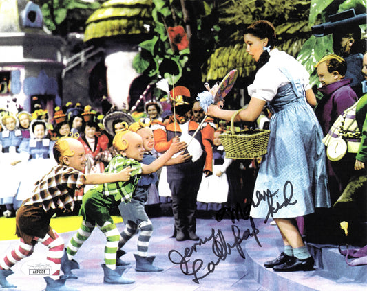 Jerry Maren Wizard of Oz Autographed 8"x10" Photo w/ "Lollipop Kid" - JSA COA