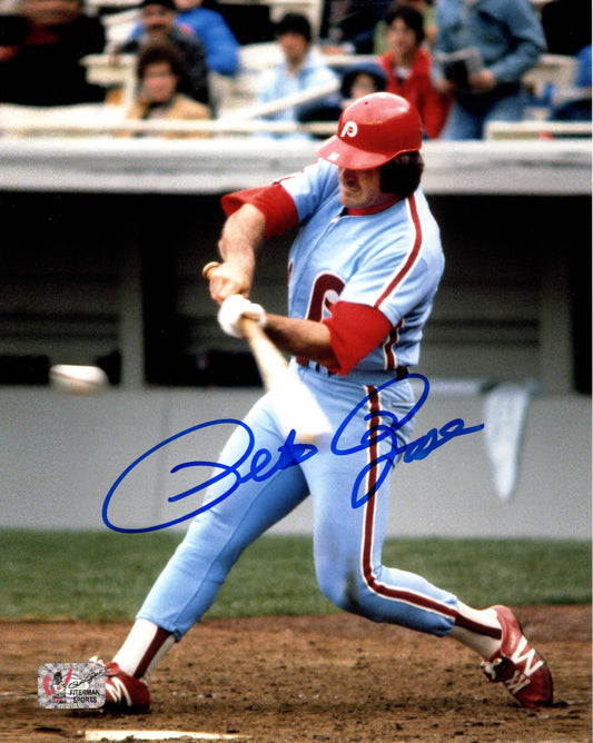 Pete Rose Cincinatti Reds Autographed Swing 8"x10" Photo - Rose Hologram