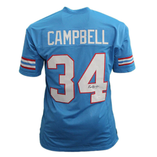 Earl Campbell Houston Oilers Powder Blue Autographed Football Jersey - JSA COA