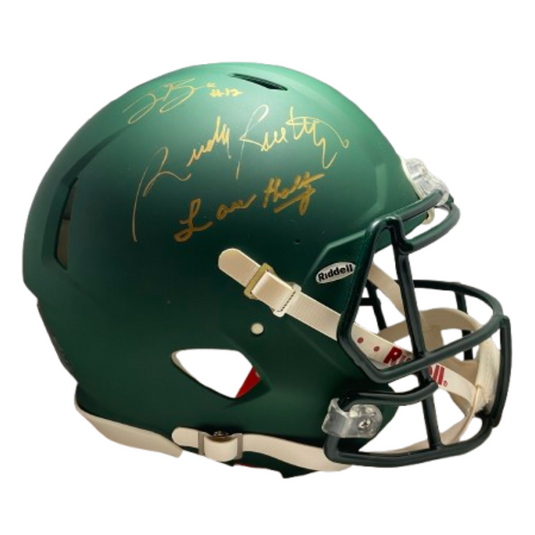 authentic notre dame football helmet Notre Dame Legends (Holtz, Ruettiger, Book) Autographed Full-Size Auth – Legends Only Authentics