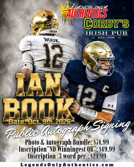Ian Book Public Autograph Signing | October 9, 2026 | Corby's Irish Pub