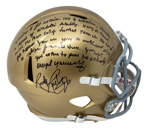 Rudy Ruettiger Notre Dame Fighting Irish Autographed Full-Size Replica Helmet w/ Quote - JSA COA